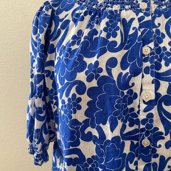 Boden Ada 100% Linen Blue and White Women's Top Size 8 - Picture 6 of 15